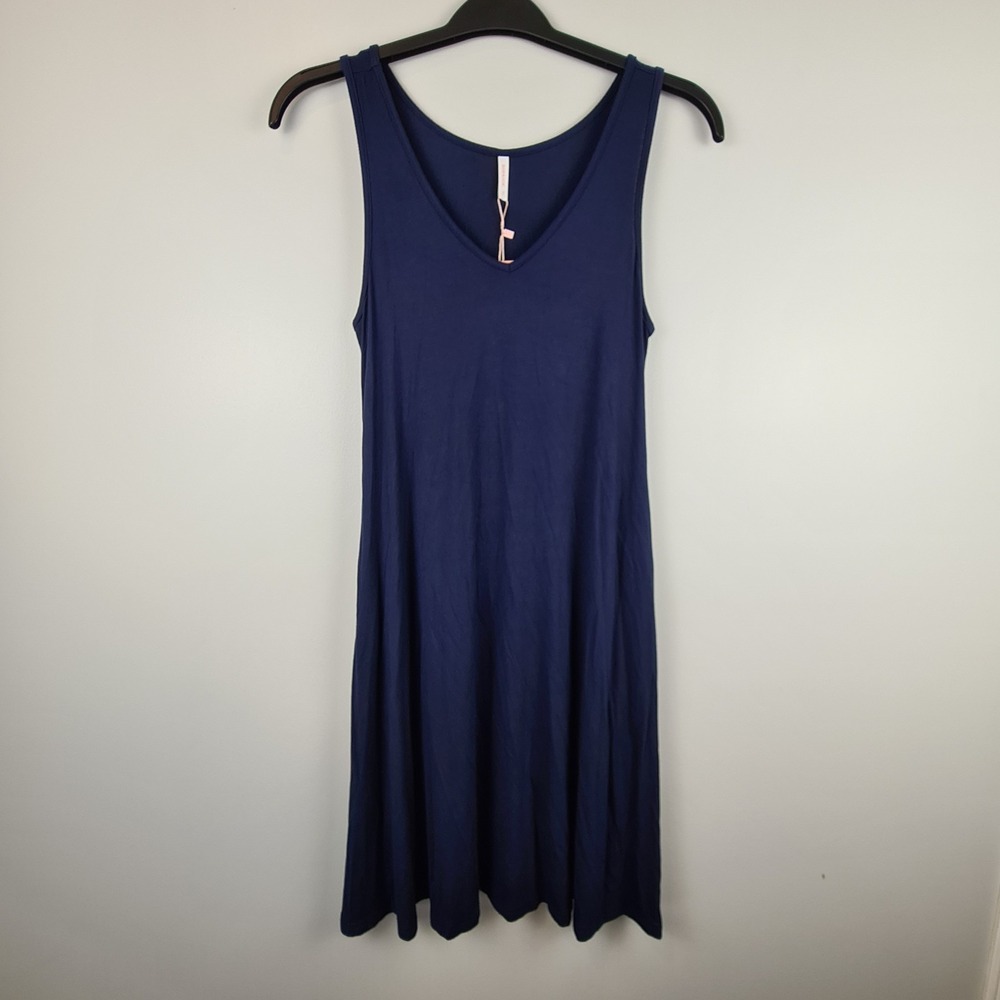 BISHUIGE Women's Summer Tank Dress  Beach Cover Up Size S Casual Sleeveless Navy